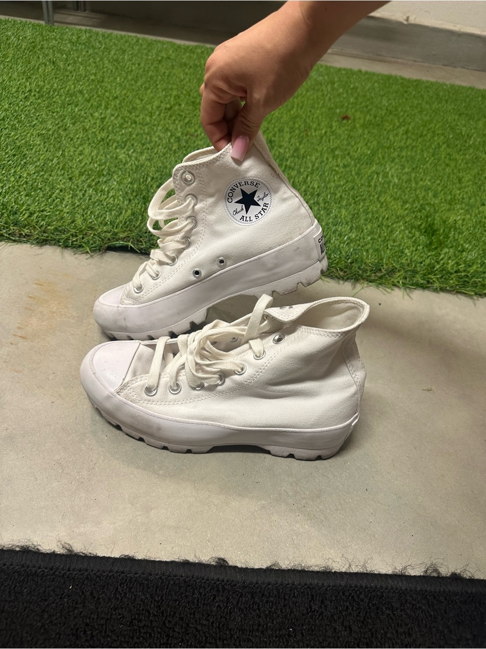 Converse White High-Top Platform Chuck Taylor Sneakers size 6.5